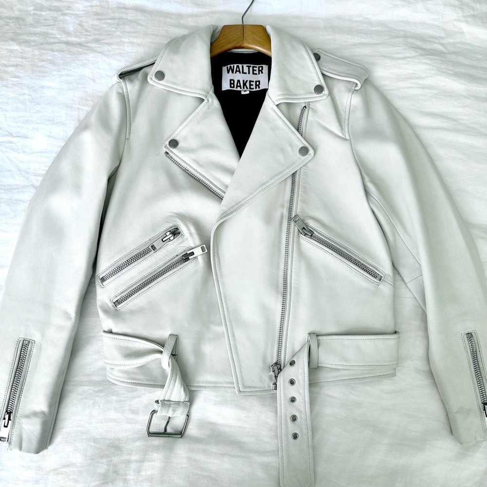 Walter Baker Allison White Leather Moto Jacket